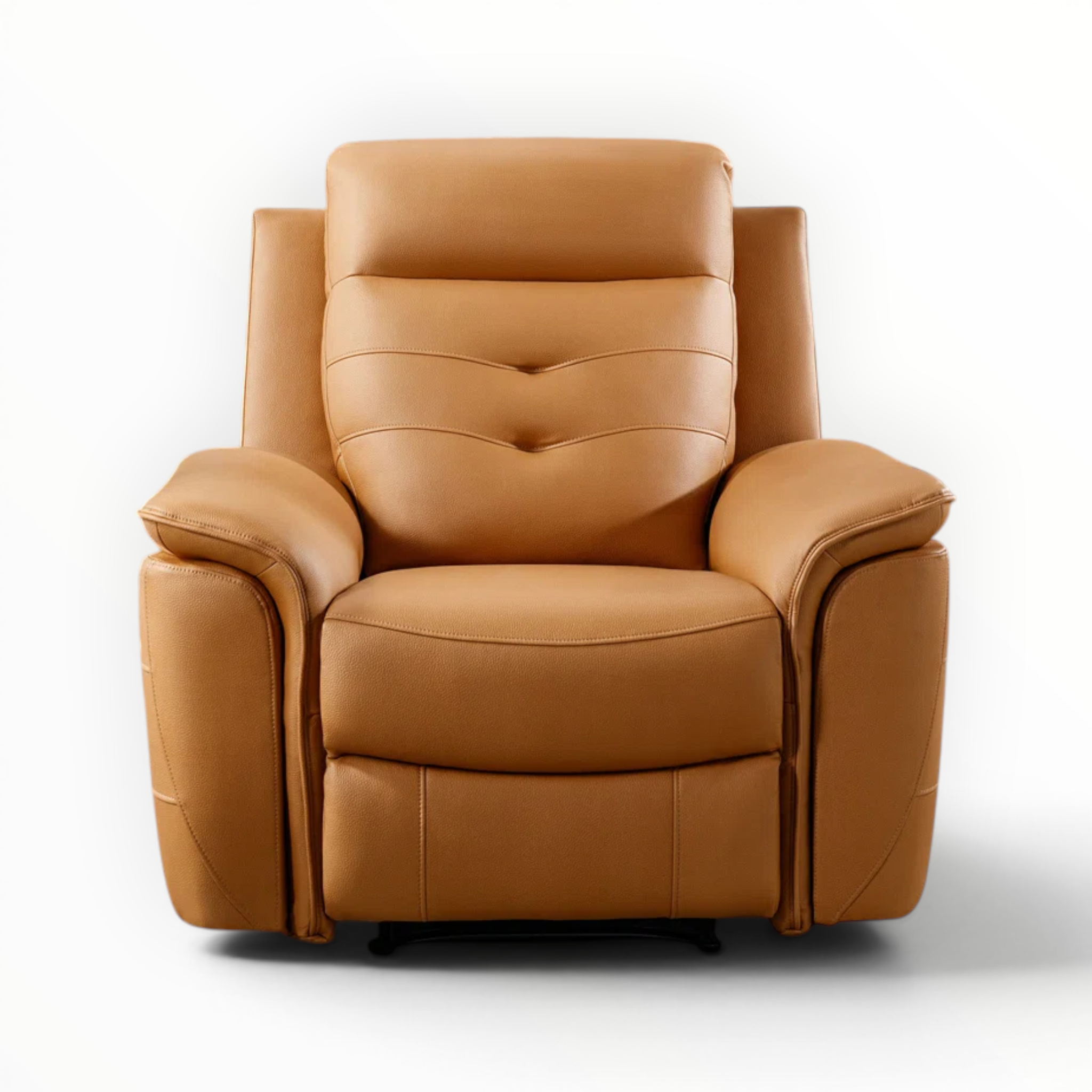 Brown leather recliner chair on a white background