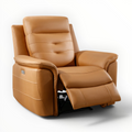 Brown leather recliner chair on a white background