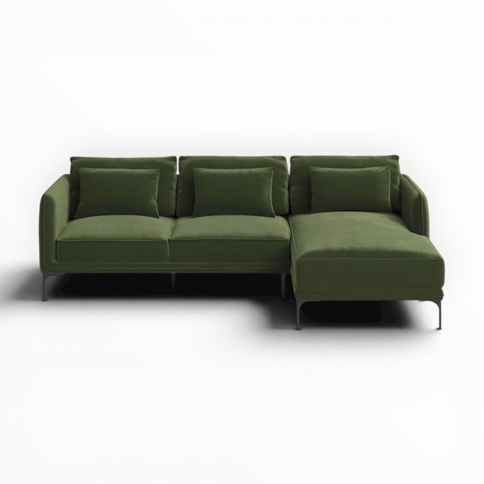 Green sectional sofa on a white background