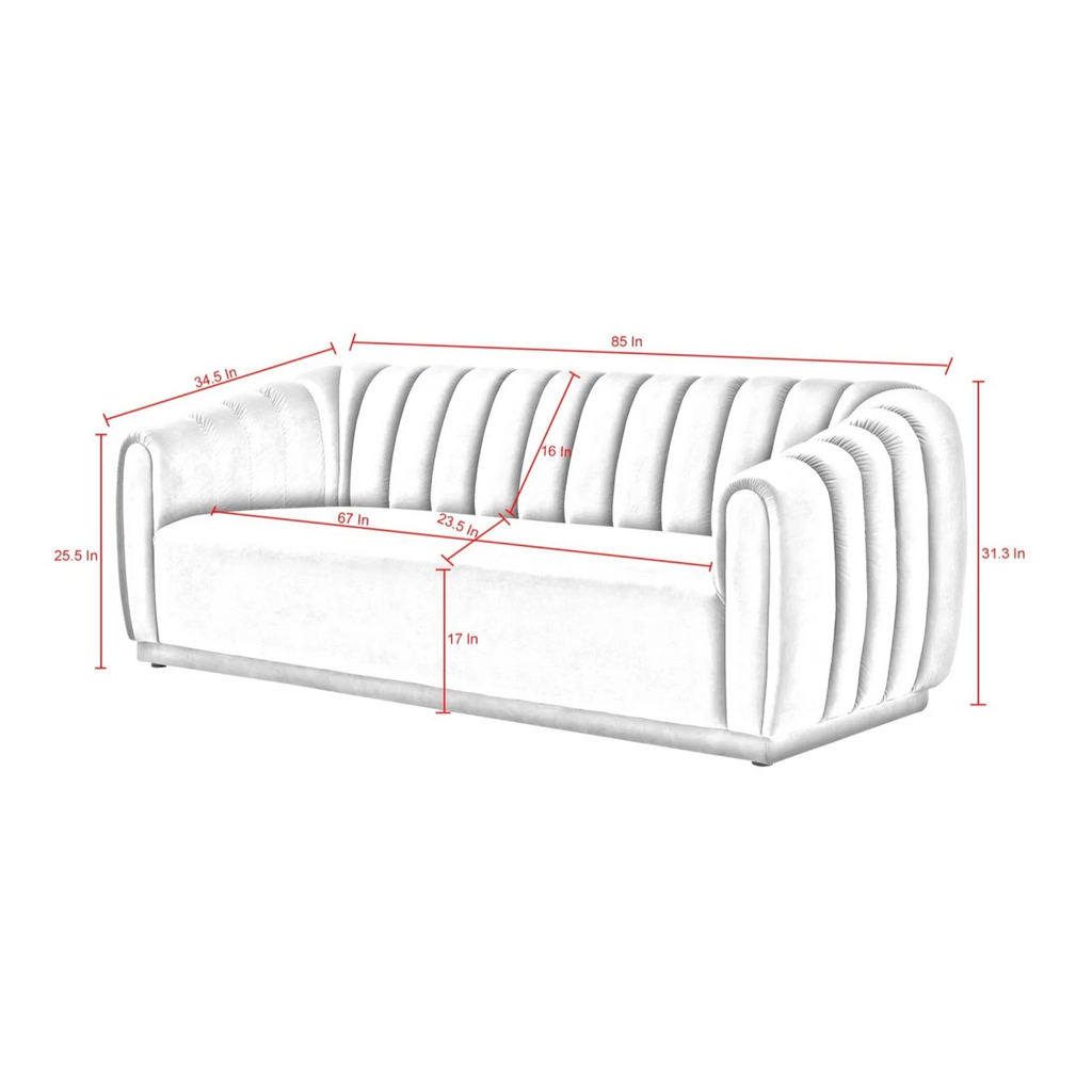 Ritz Sofa — Channel Tufted Velvet 3 Seater | Made to Order in Hyderabad