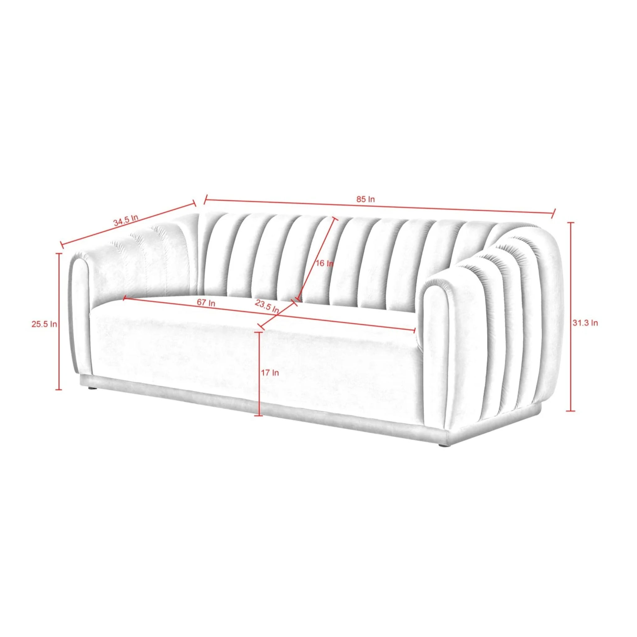 Ritz Sofa — Channel Tufted Velvet 3 Seater | Made to Order in Hyderabad