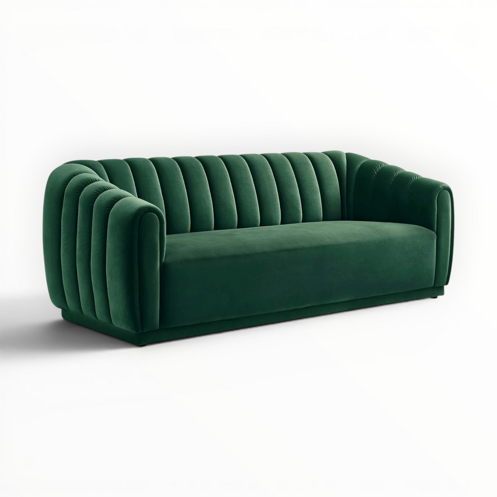 Ritz Sofa — Channel Tufted Velvet 3 Seater | Made to Order in Hyderabad