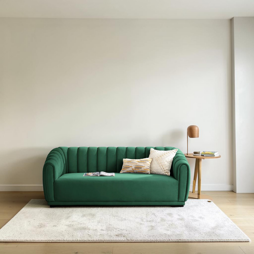 Ritz Sofa — Channel Tufted Velvet 3 Seater | Made to Order in Hyderabad