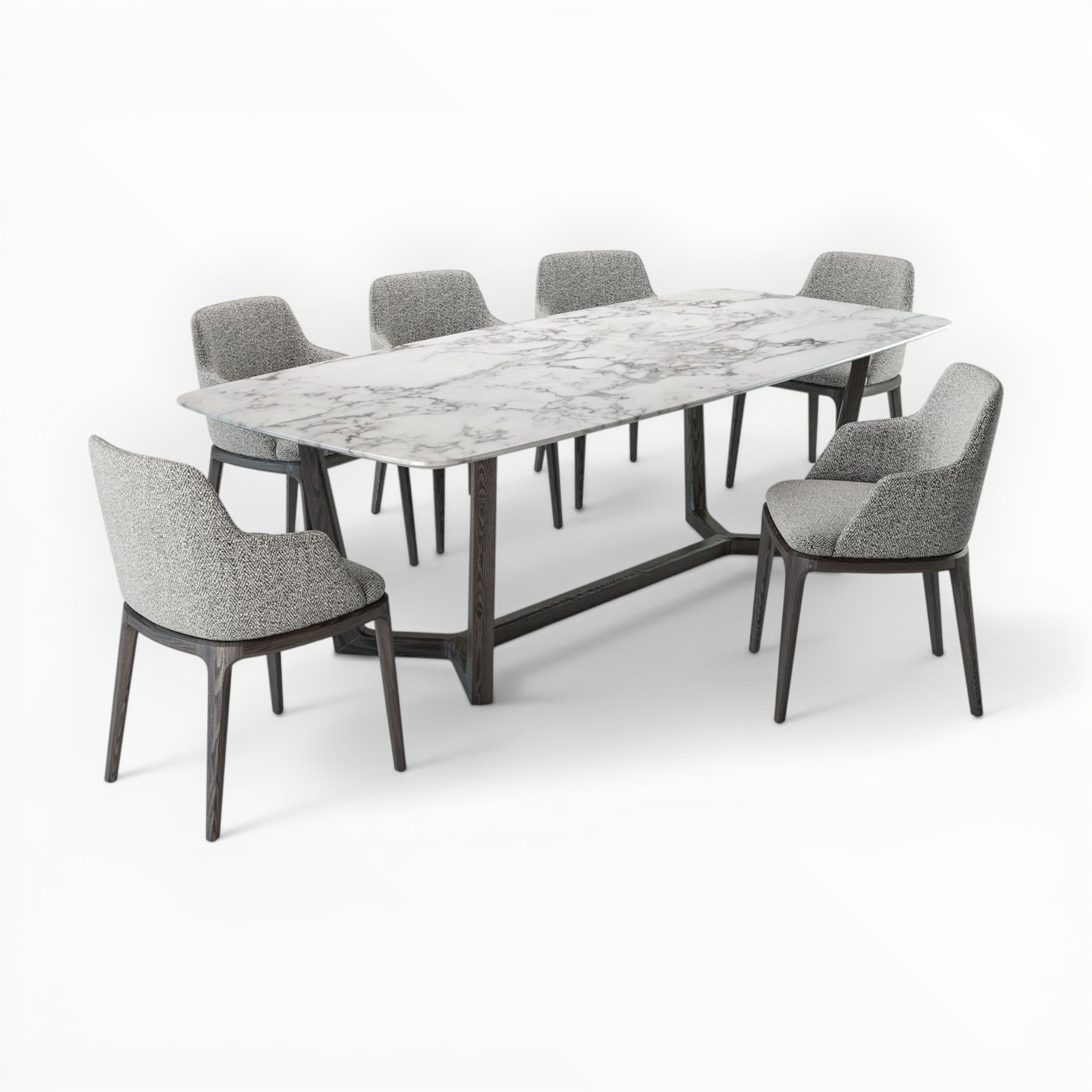 Romano Dining Set | Marble Top Teakwood Dining Table | Woodkraft Studio Hyderabad