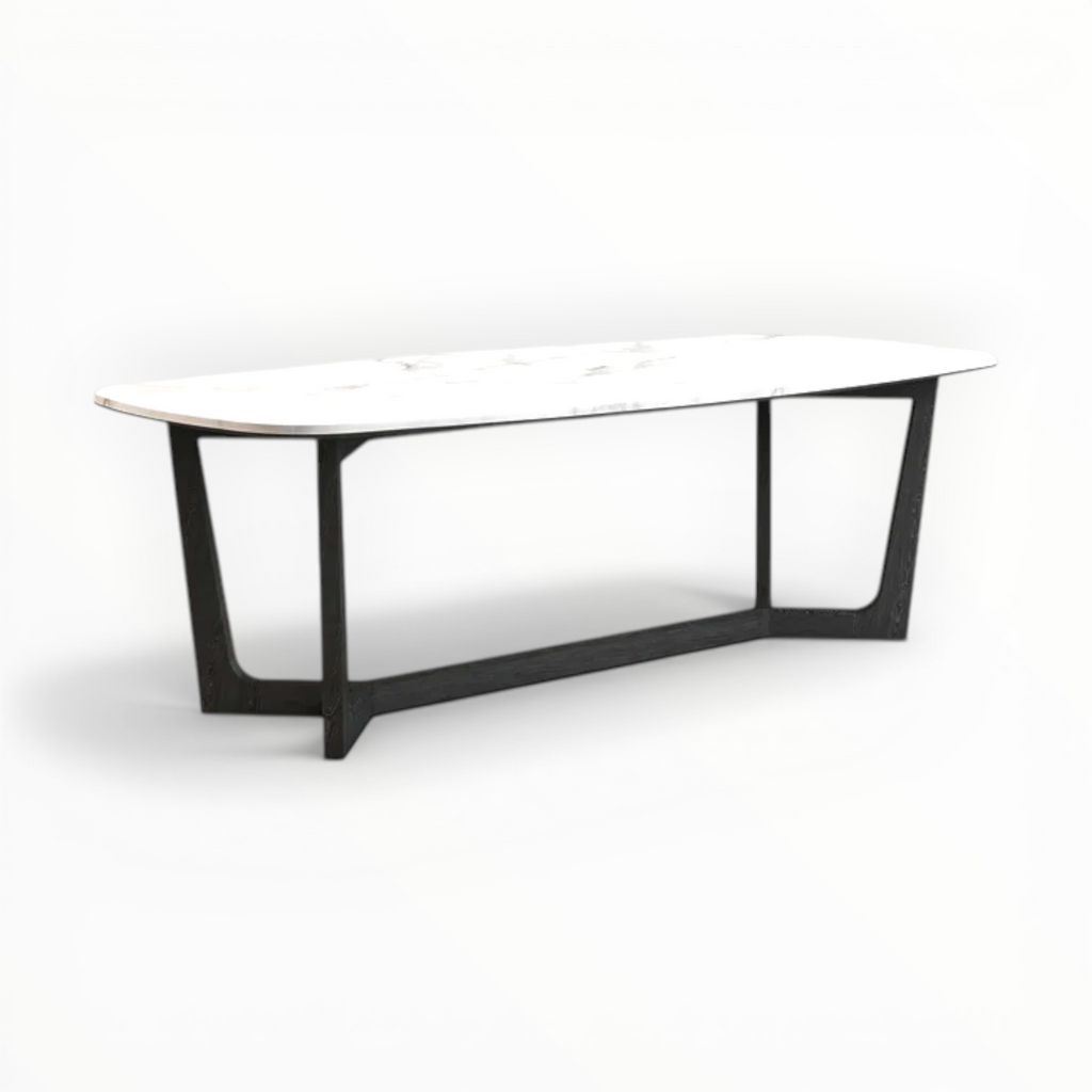 Romano Dining Set | Marble Top Teakwood Dining Table | Woodkraft Studio Hyderabad