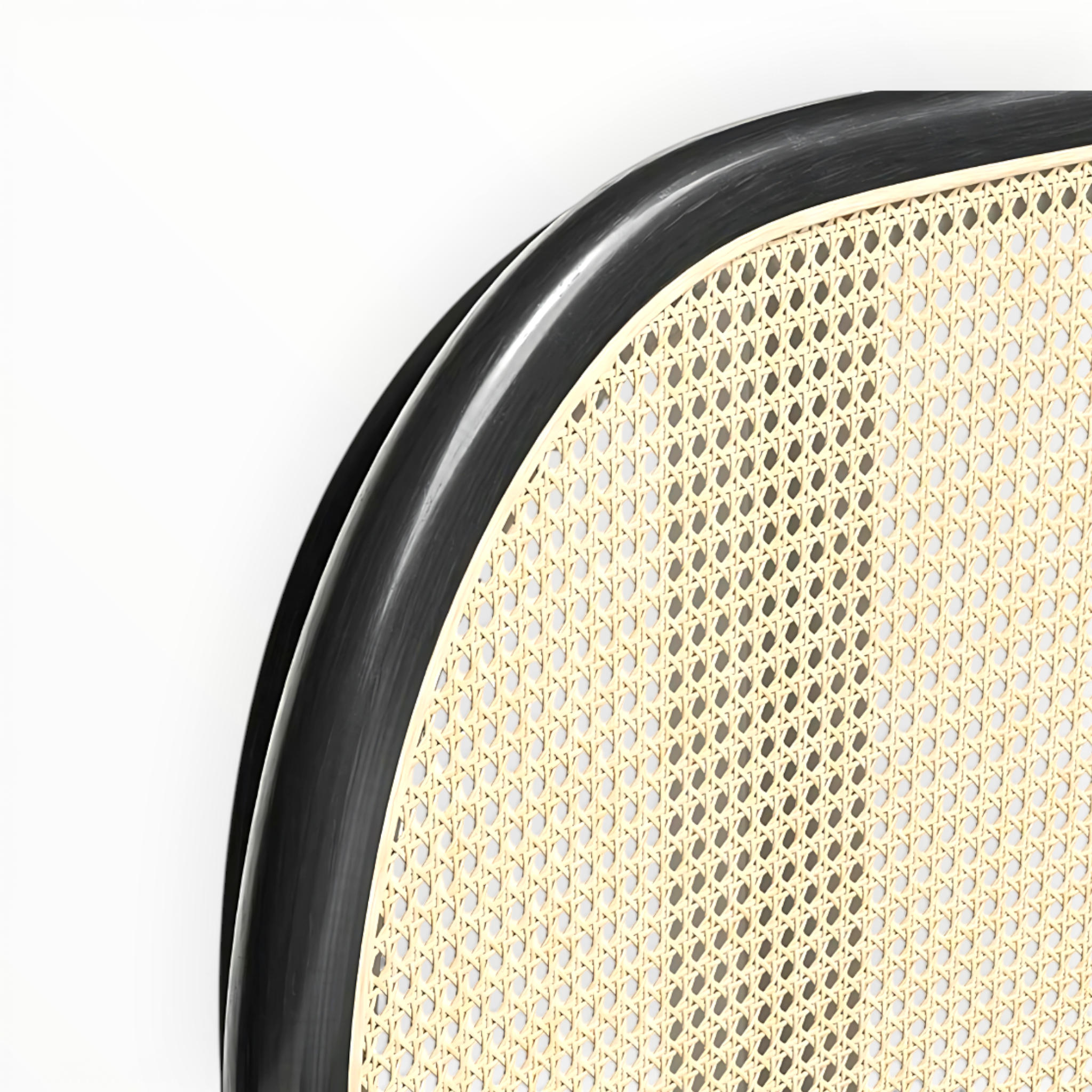 Close-up of a black frame with a textured beige surface on a white background