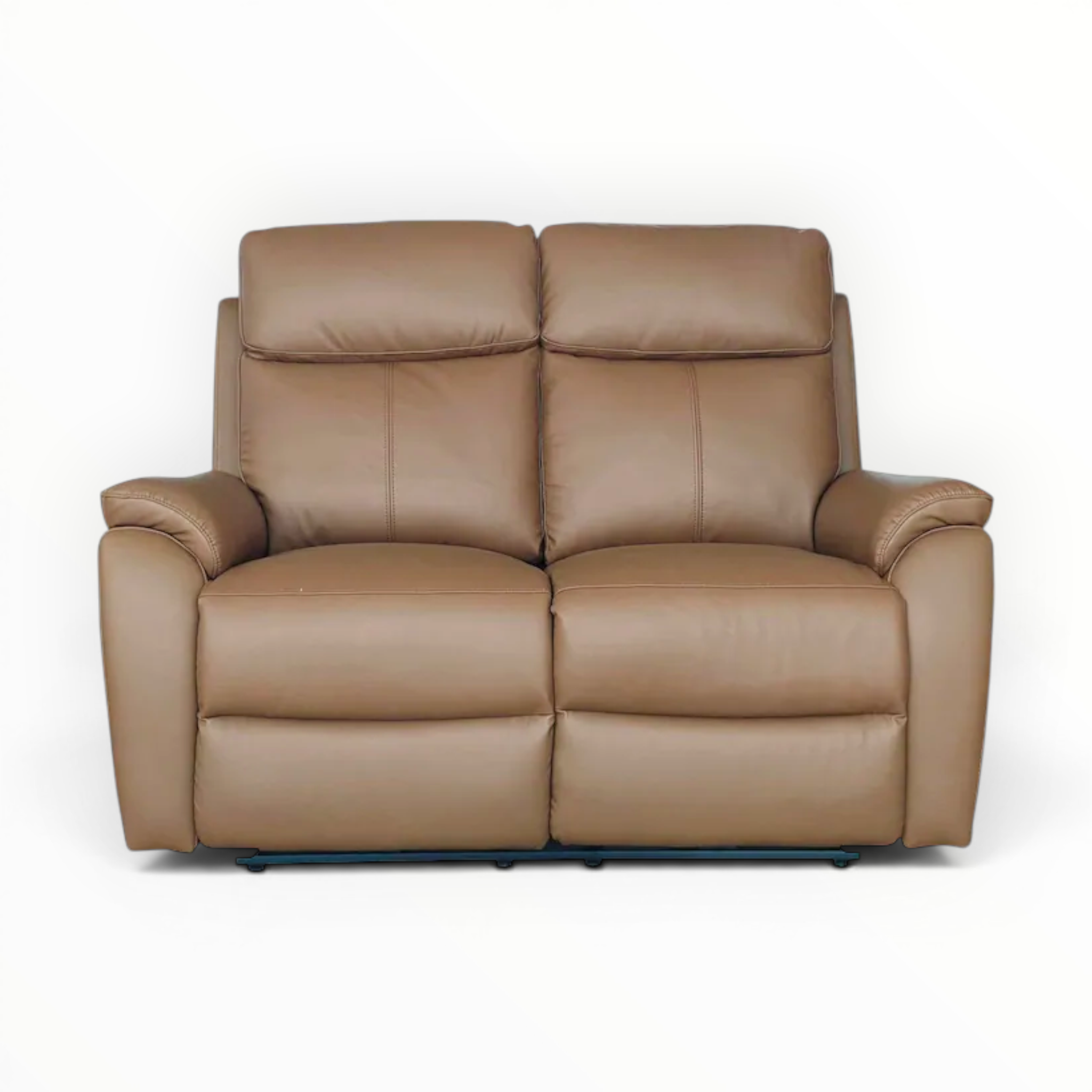 Brown leather recliner sofa on a white background