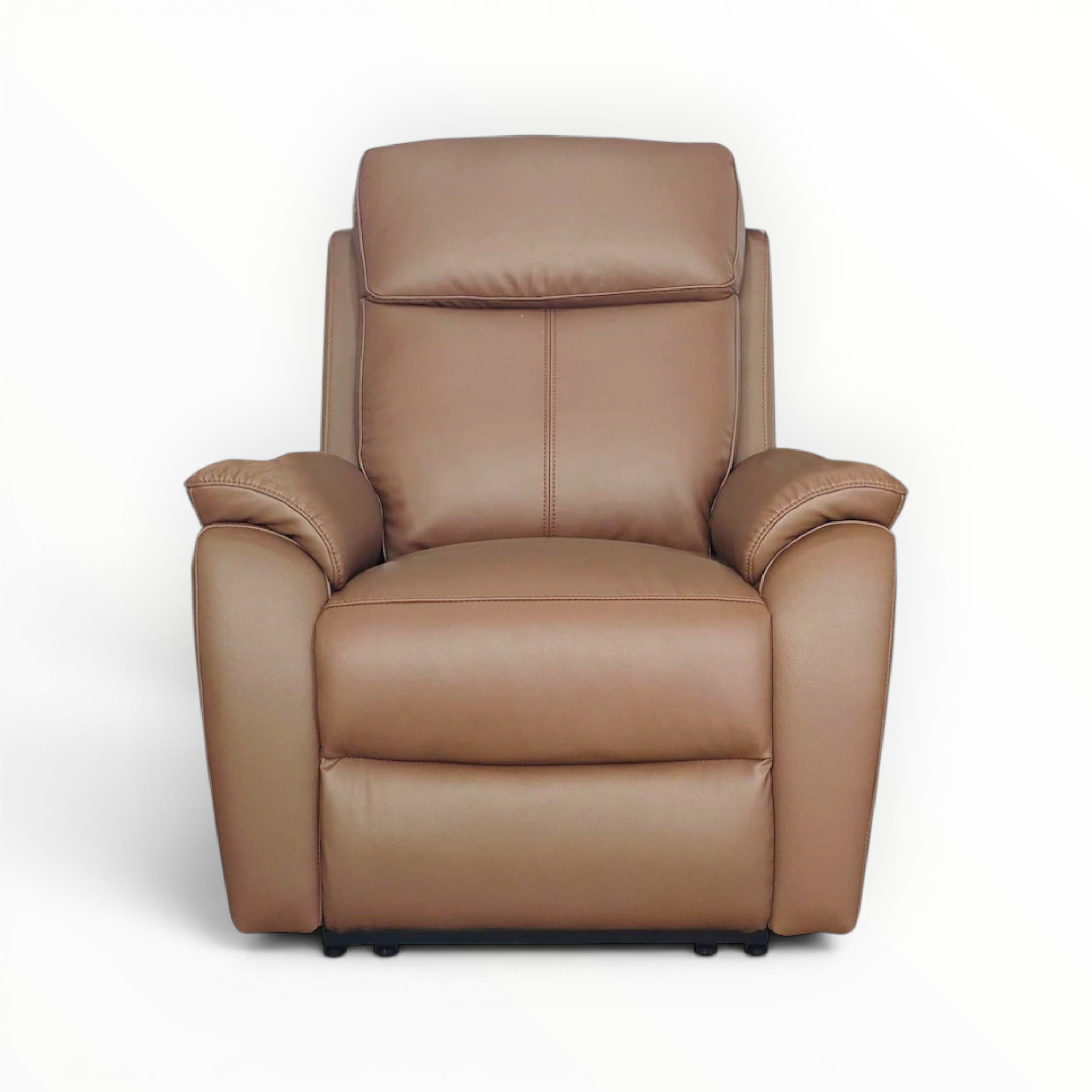 Brown leather recliner chair on a white background