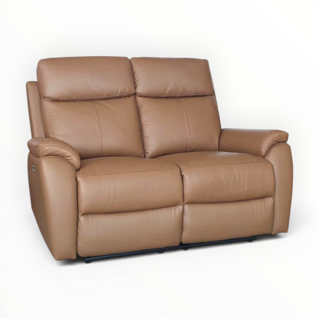 Brown leather sofa on a white background