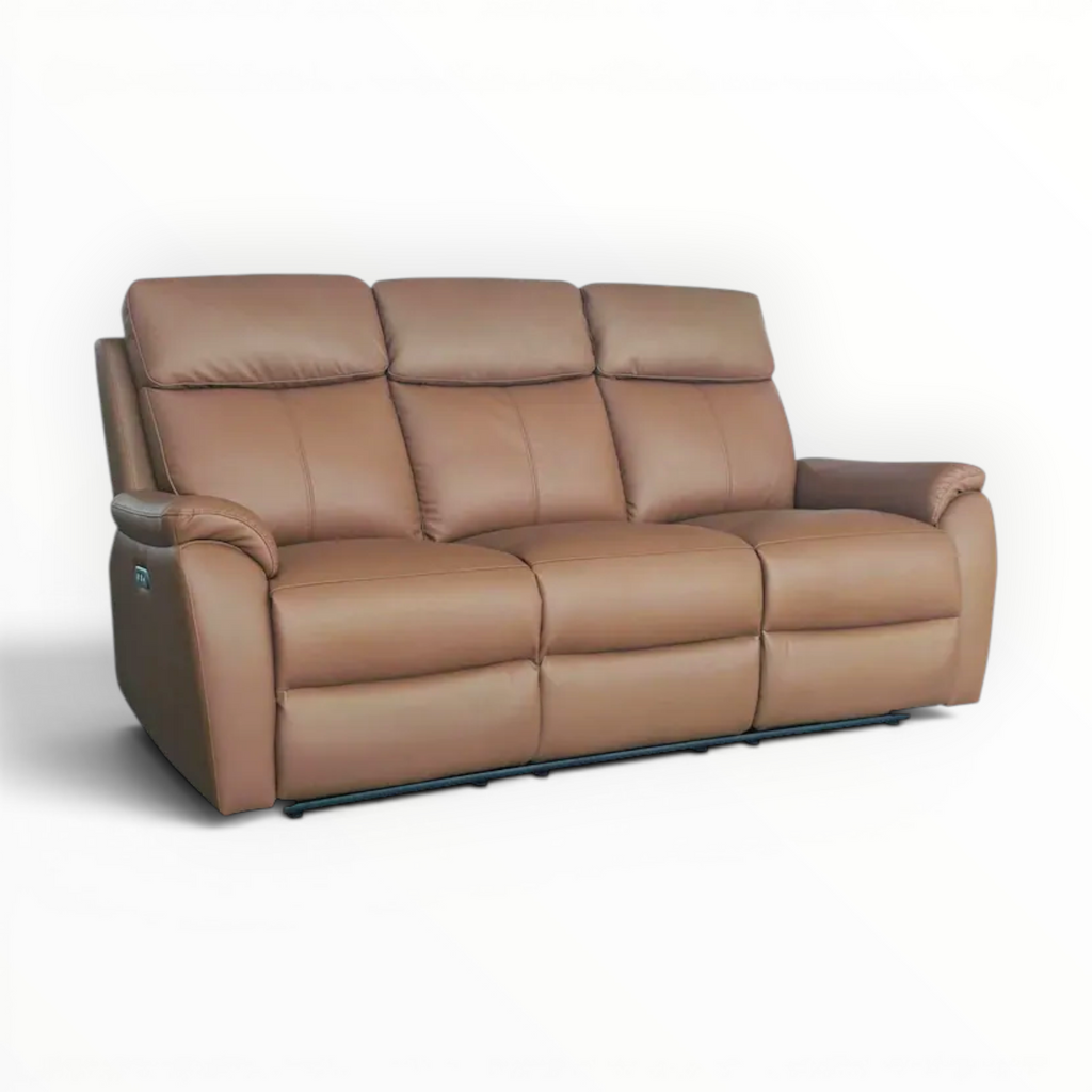 Brown leather sofa on a white background