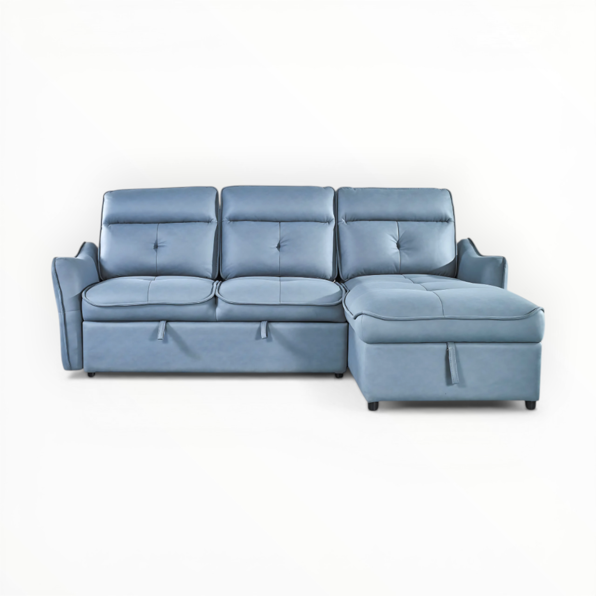 Blue sectional sofa on a white background