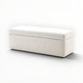 White textured storage bench on a white background