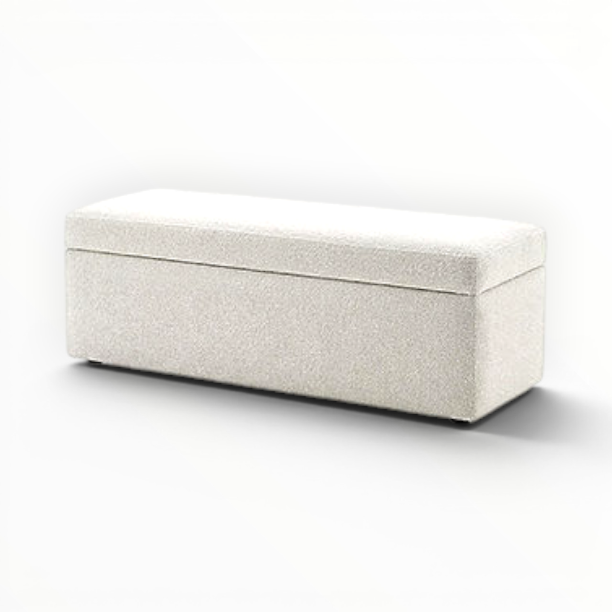 White textured storage bench on a white background