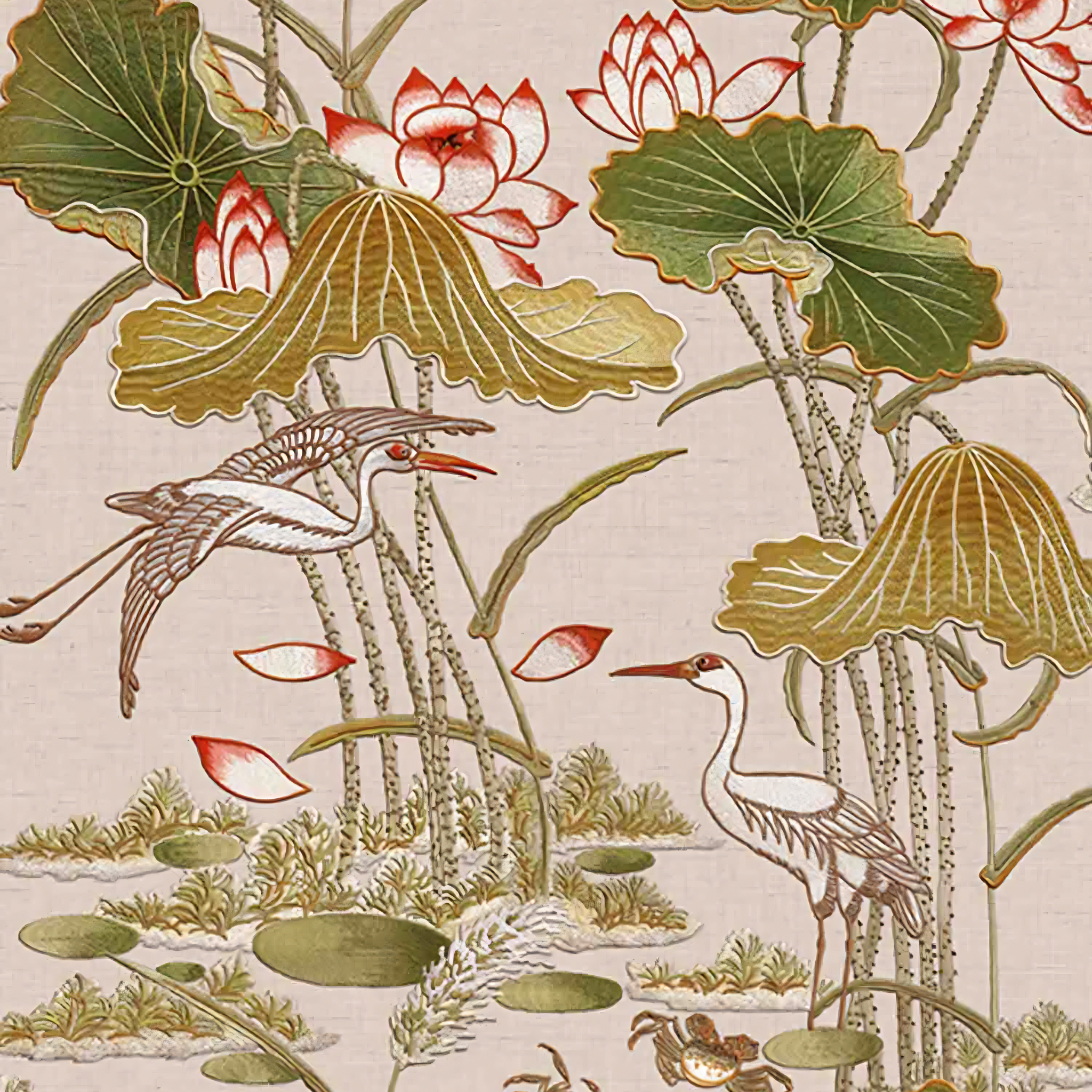 Tapestry Lotus Pond Wallpaper Roll