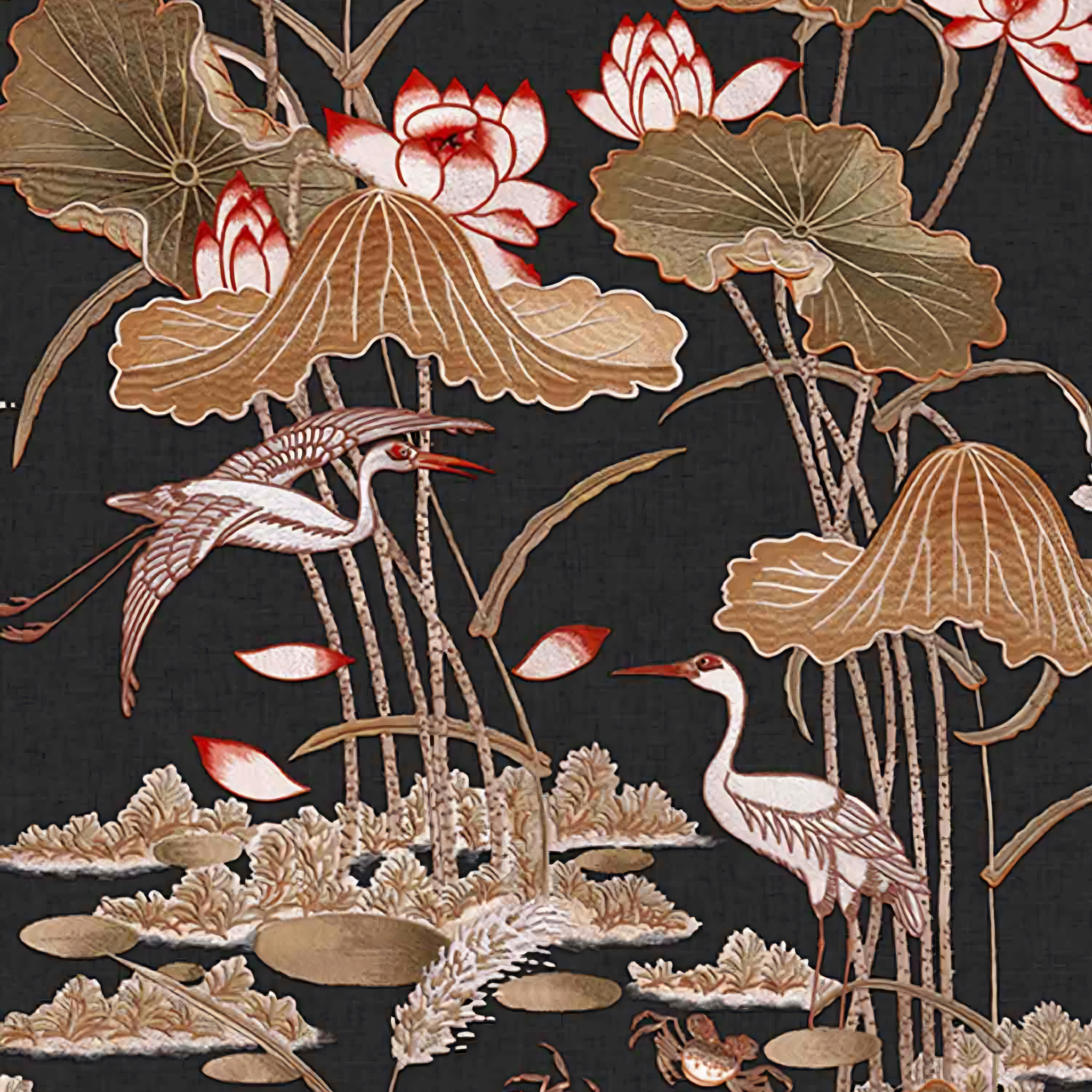 Tapestry Lotus Pond Wallpaper Roll