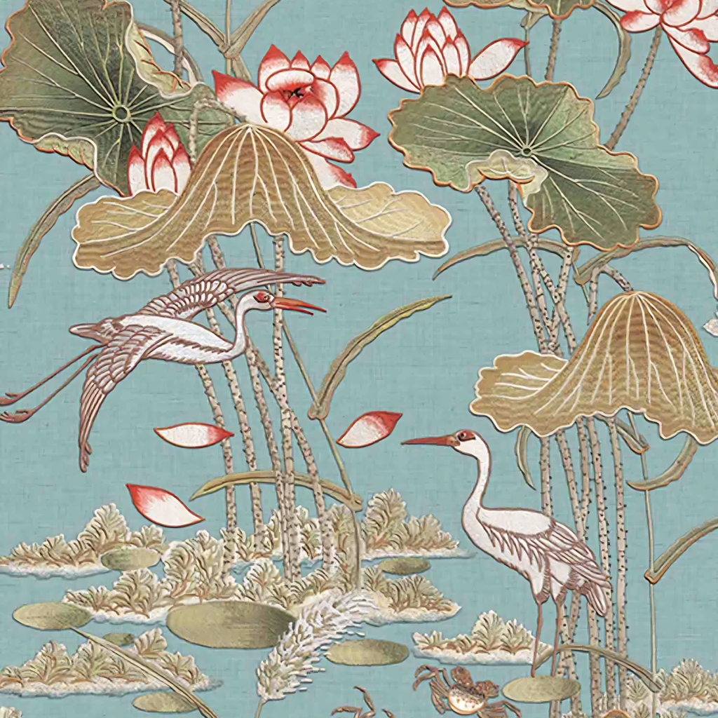 Tapestry Lotus Pond Wallpaper Roll
