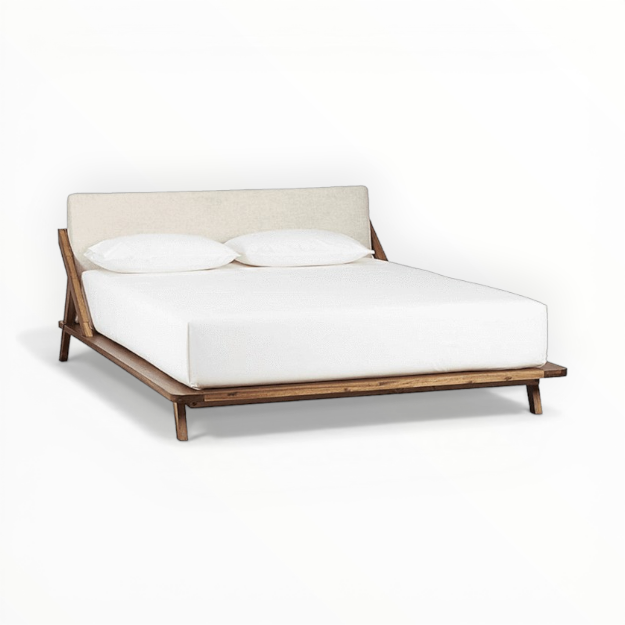 Teakwood platform bed in white background