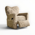 Beige armchair with a textured surface on a white background