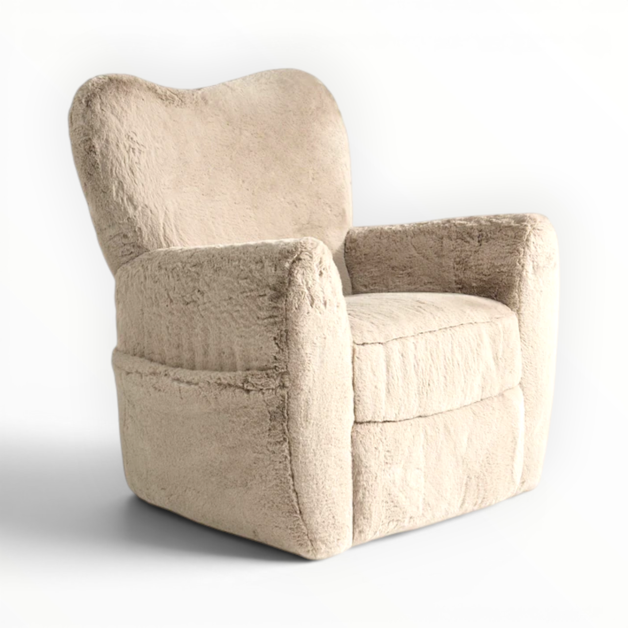 Beige textured armchair on a white background