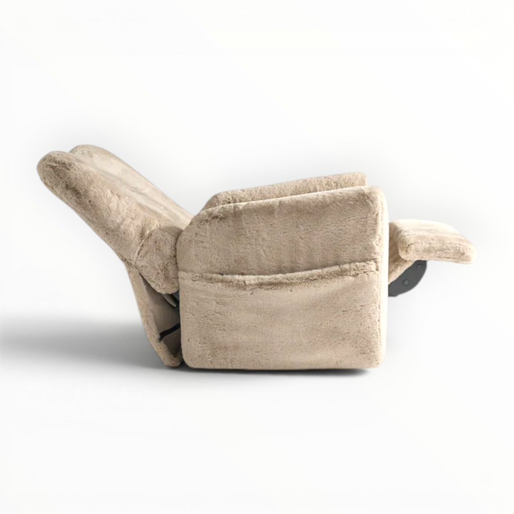 Light brown fur cloth recliner chair