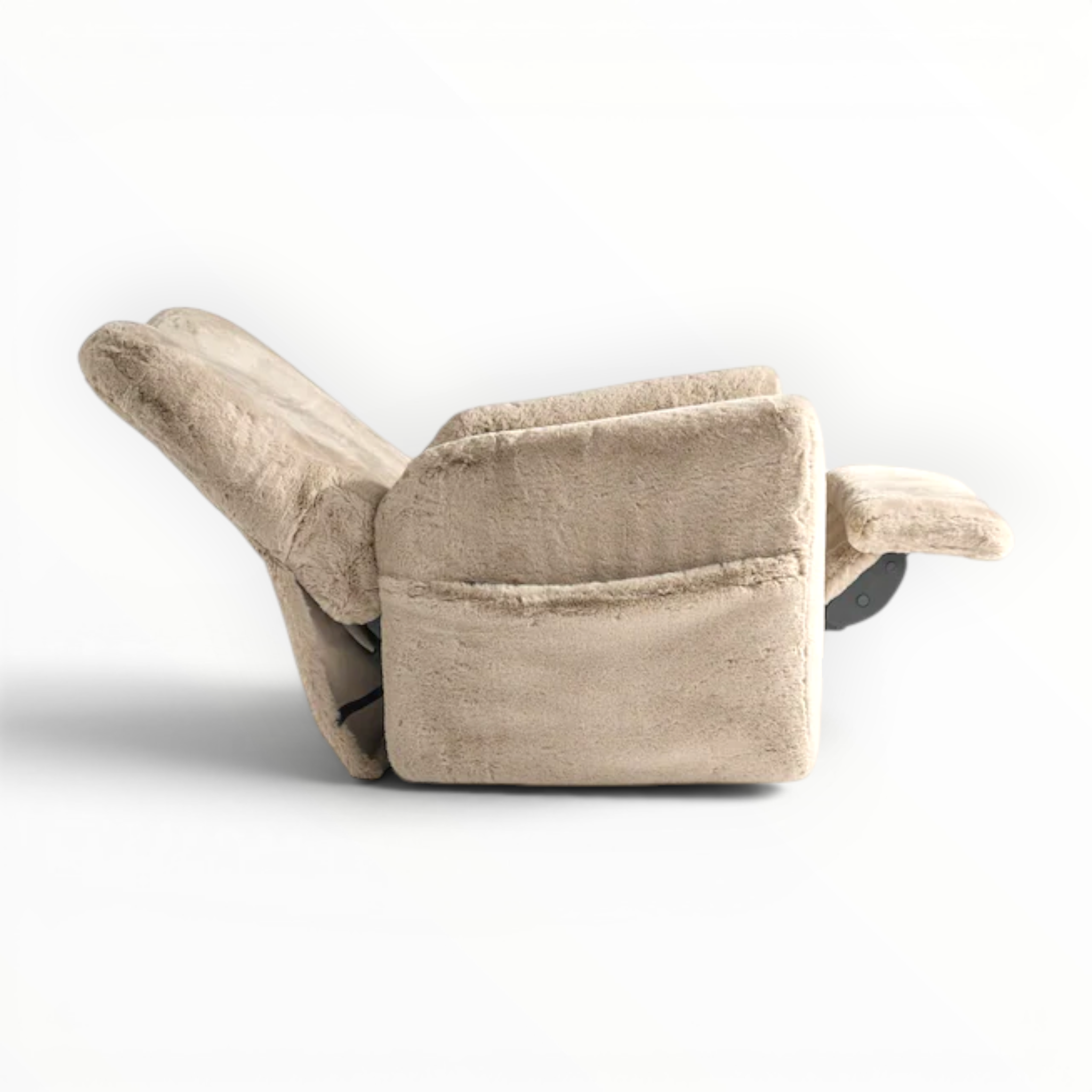 Light brown fur cloth recliner chair