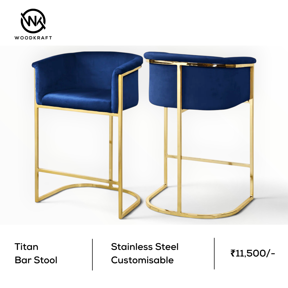 Titan Bar Stool | Stainless Steel Frame with Gold PU Finish