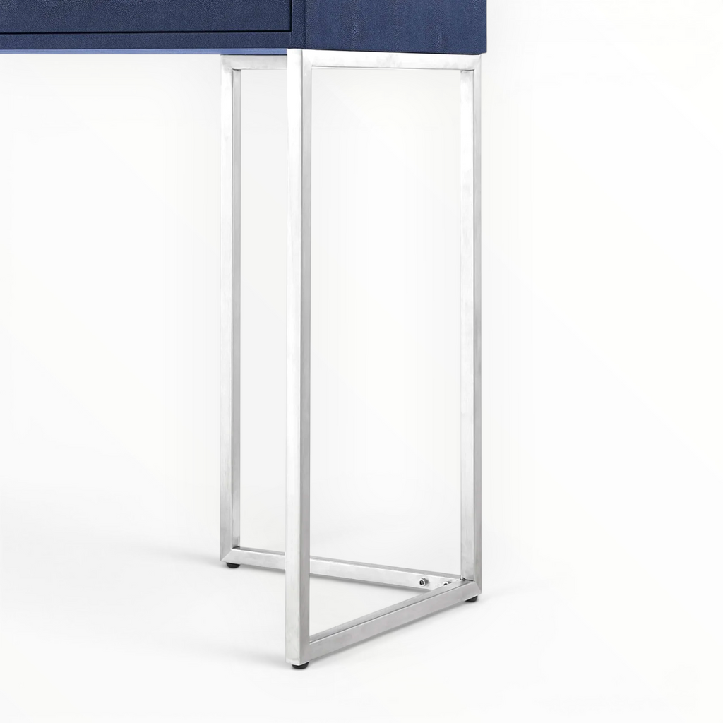 Vault Console Table | Navy MDF Deco & Steel Base | Woodkraft Studio