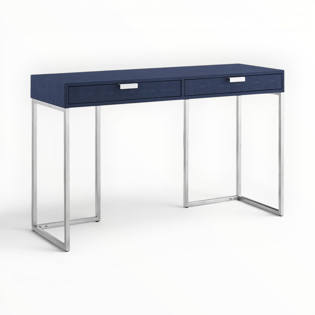 Vault Console Table | Navy MDF Deco & Steel Base | Woodkraft Studio