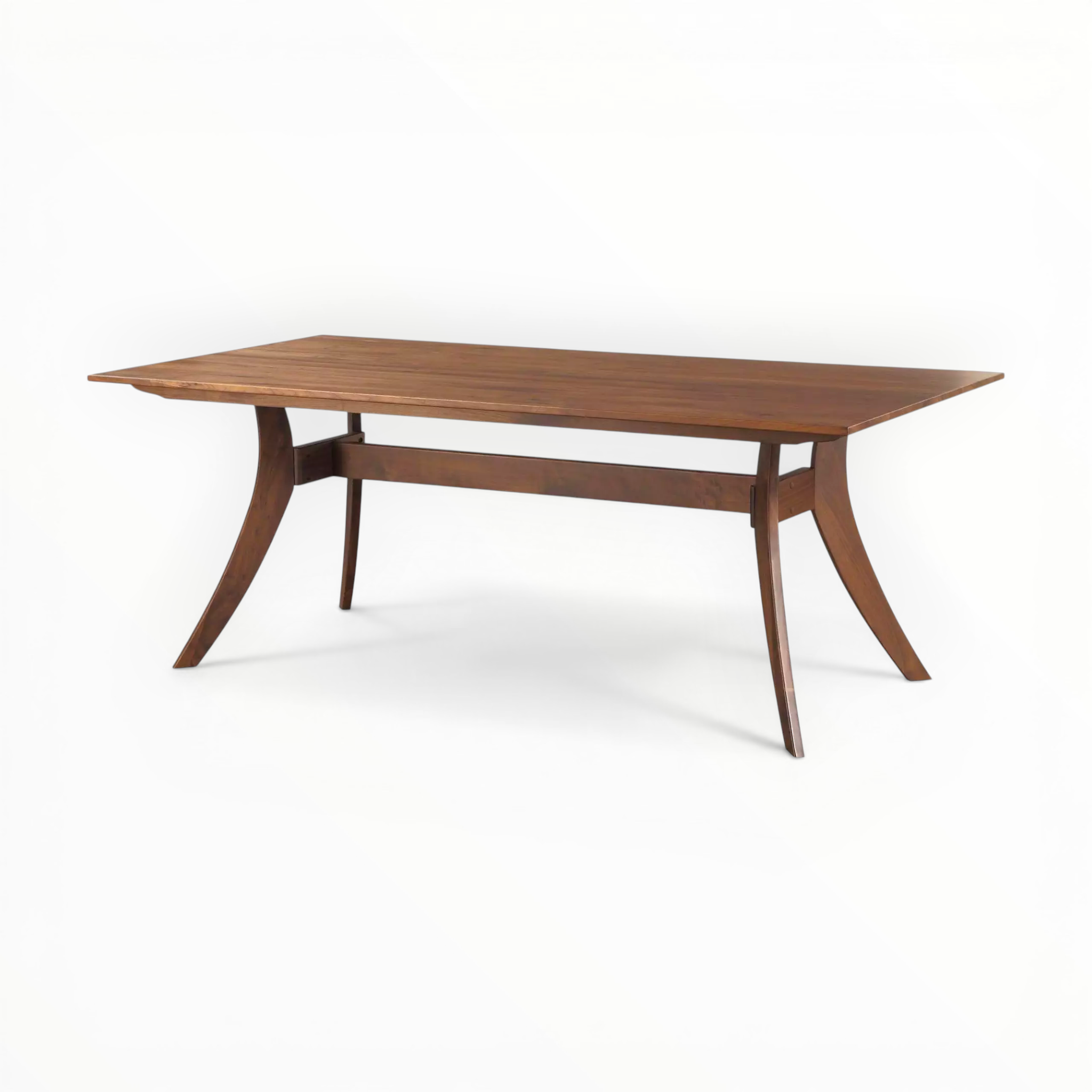 Wooden dining table on a white background