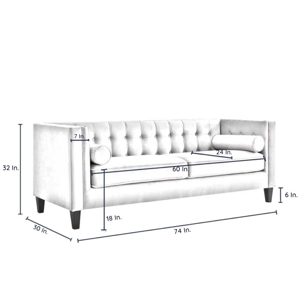 Blush Sofa – Close-Up of Tapered Dark Teakwood Leg and Upholstery Edge Detail