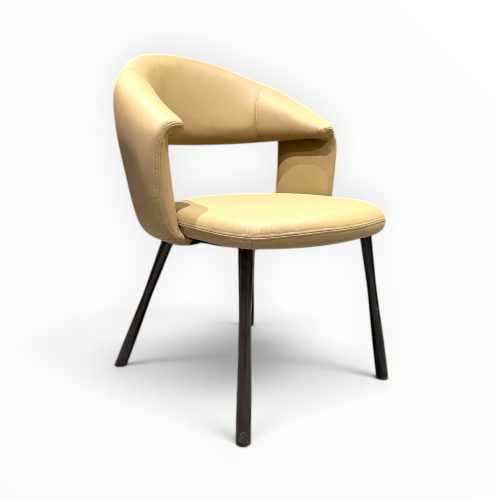 Crown 6-Seater Dining Set – Angled View Showing All 6 Leatherette Shell-Back Chairs