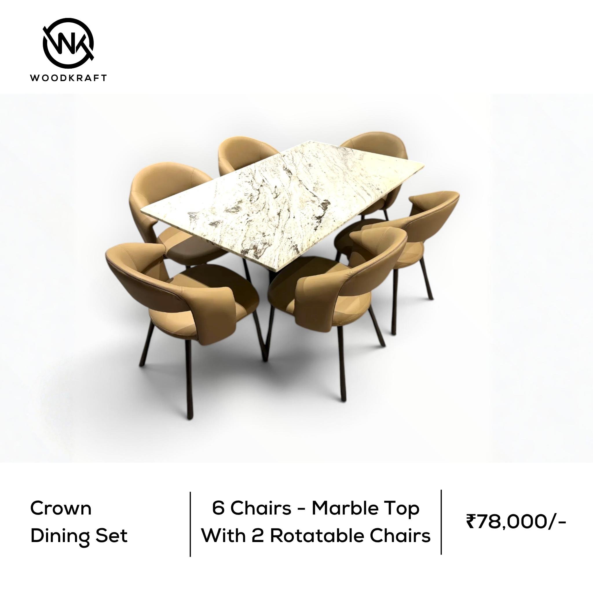 Crown 6-Seater Dining Set – Alternate Overhead Angle Showing X-Cross Base and Chair Layout