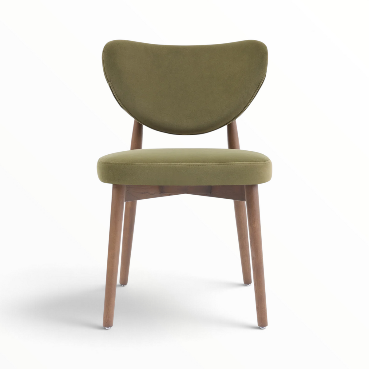 Emerald dining chair back view – solid teakwood A-frame with floating curved backrest