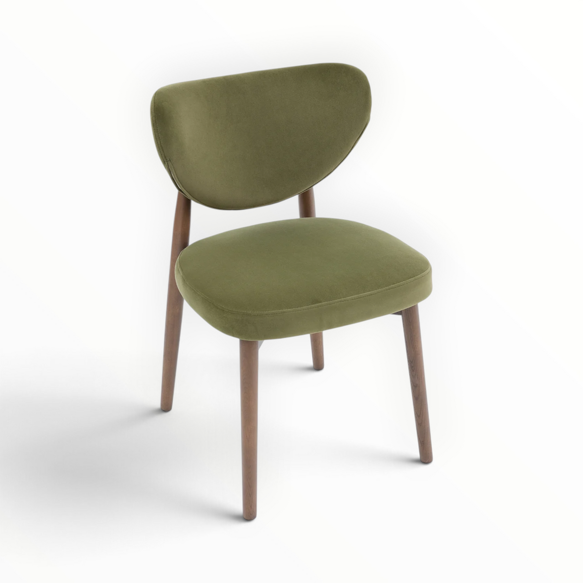 Emerald dining chair – top-down view showing wide padded seat and rounded silhouette