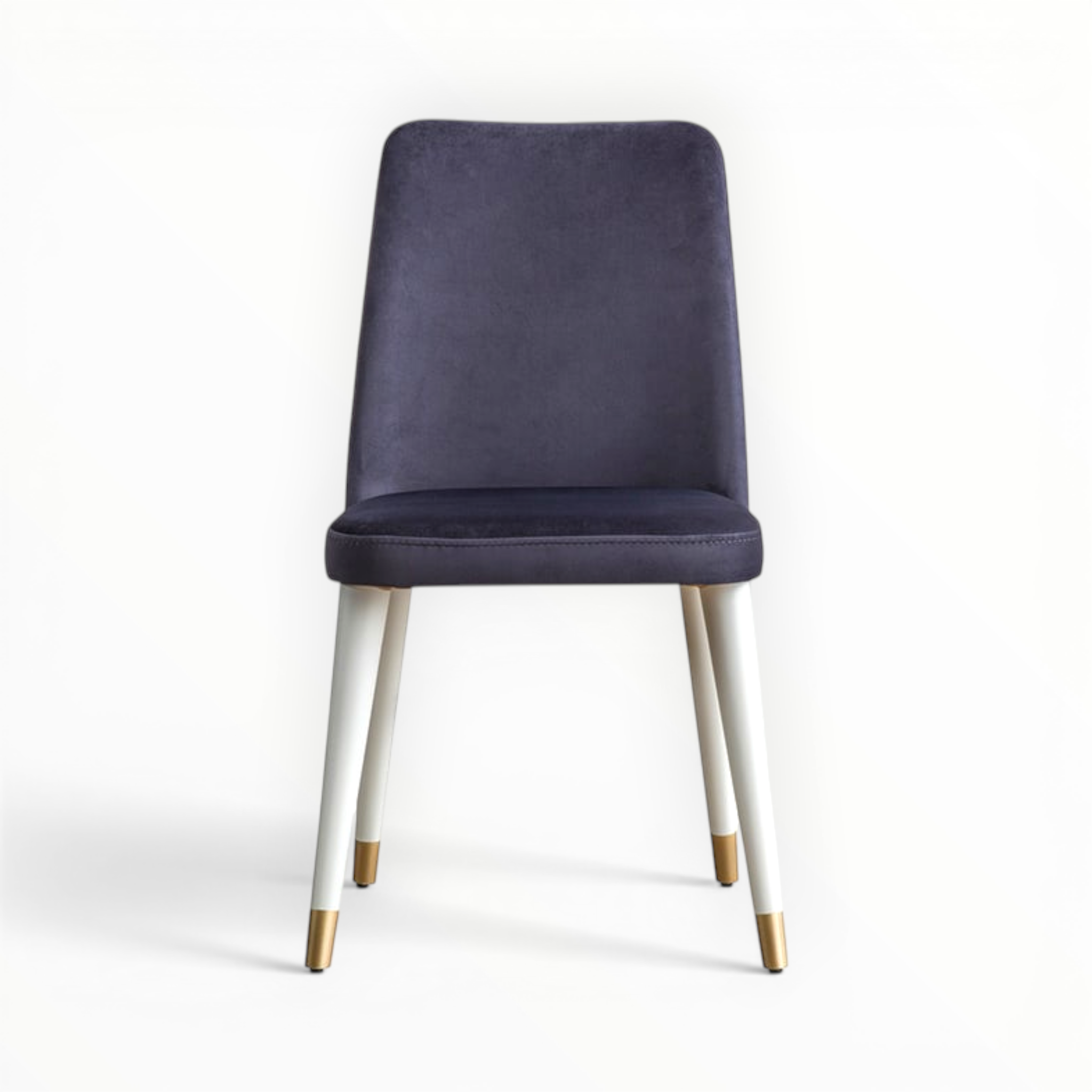Navy chair with gold-dipped legs on a white background