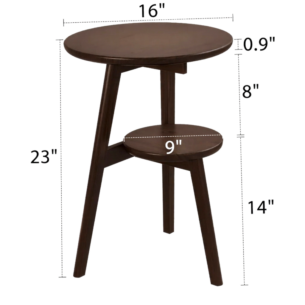 Estate teakwood two-tier bedside table on white background – front view