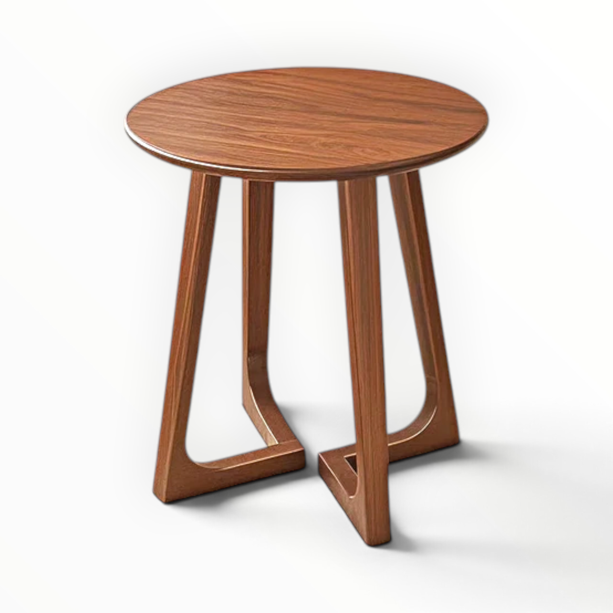 Freya Solid Teakwood Side Table with Arch Leg Base – 3/4 Angle View