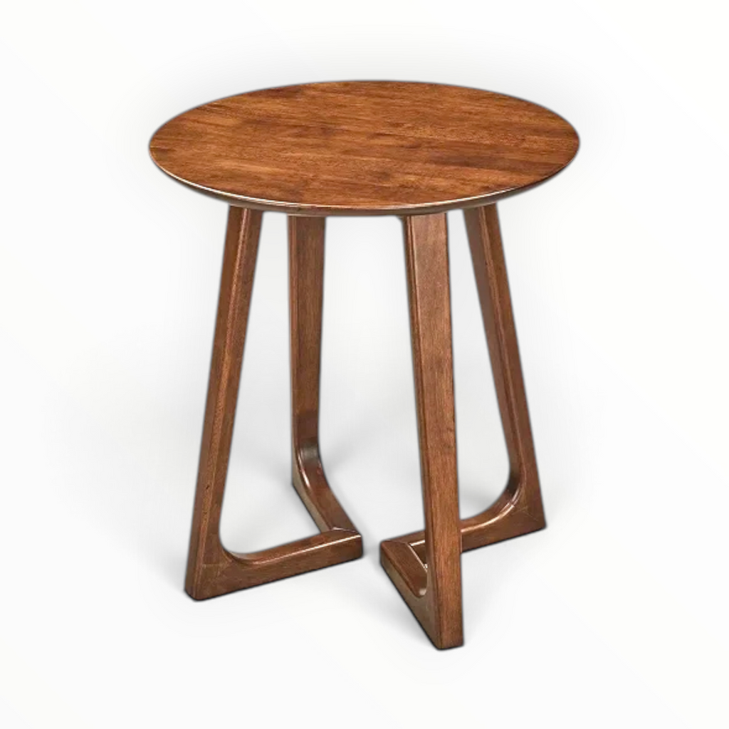 Freya Teakwood Side Table – Angled View Showing Interlocking Triangular Base