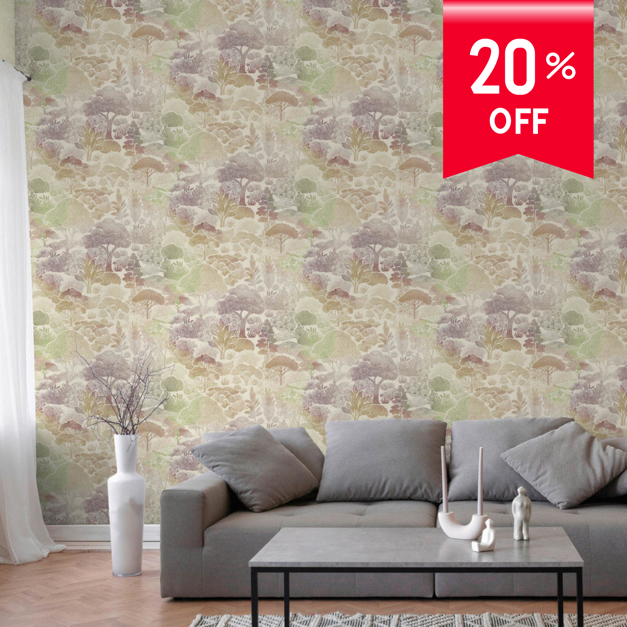 Tranquility Garden Wallpaper Roll — Print Walls by Excel | 3 Colourways