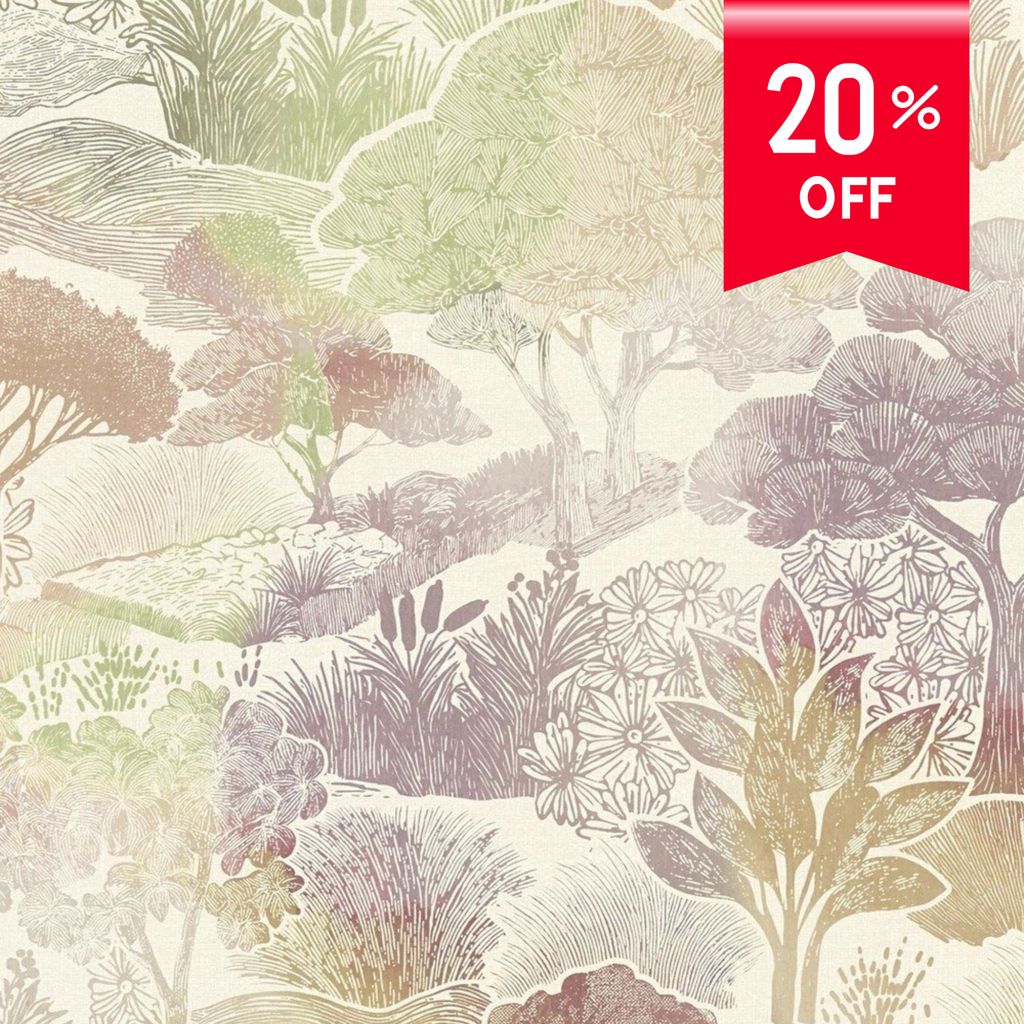 Tranquility Garden Wallpaper Roll — Print Walls by Excel | 3 Colourways