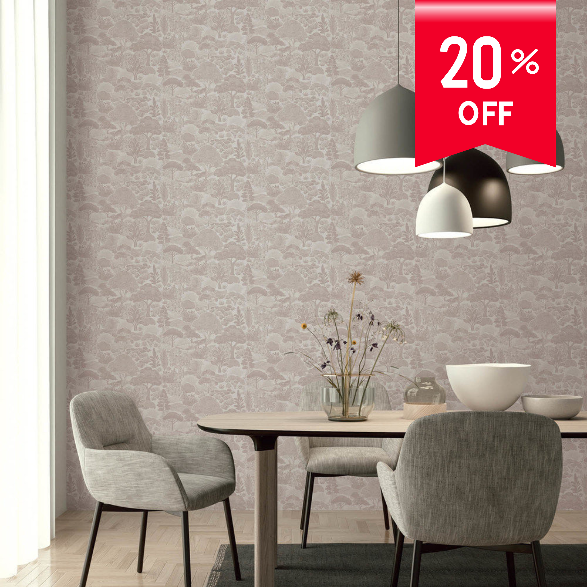 Tranquility Garden Wallpaper Roll — Print Walls by Excel | 3 Colourways
