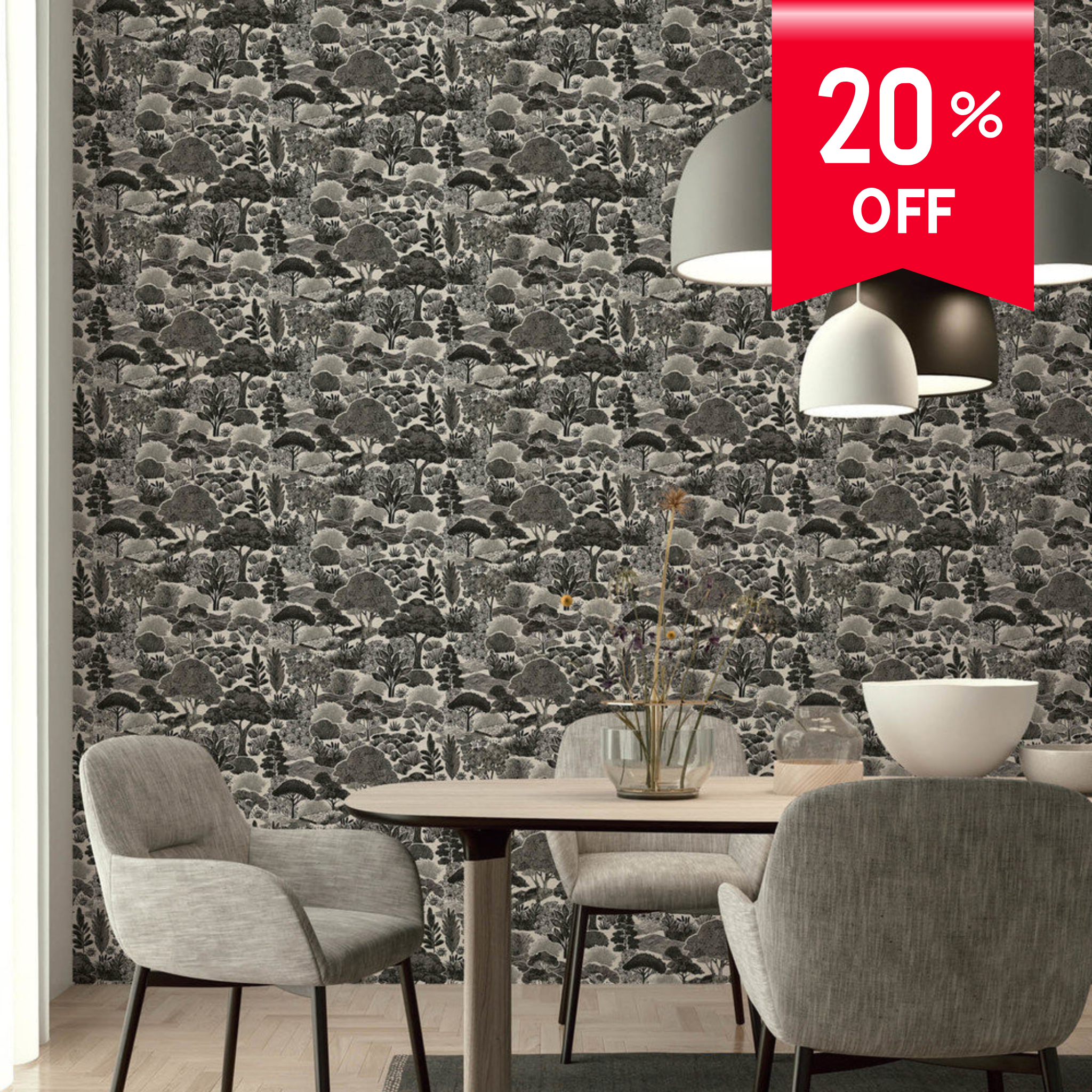 Tranquility Garden Wallpaper Roll — Print Walls by Excel | 3 Colourways