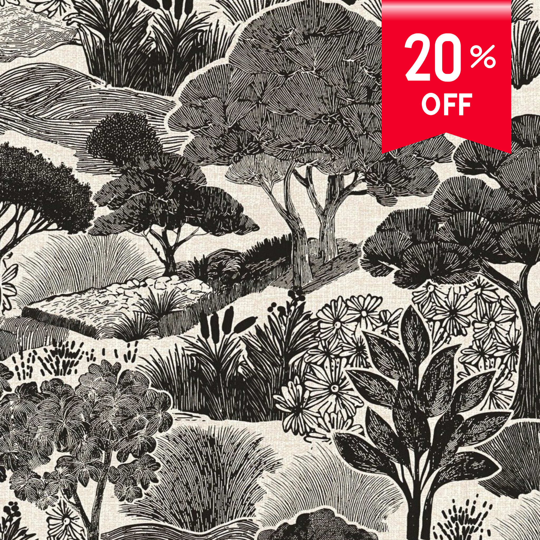 Tranquility Garden Wallpaper Roll — Print Walls by Excel | 3 Colourways