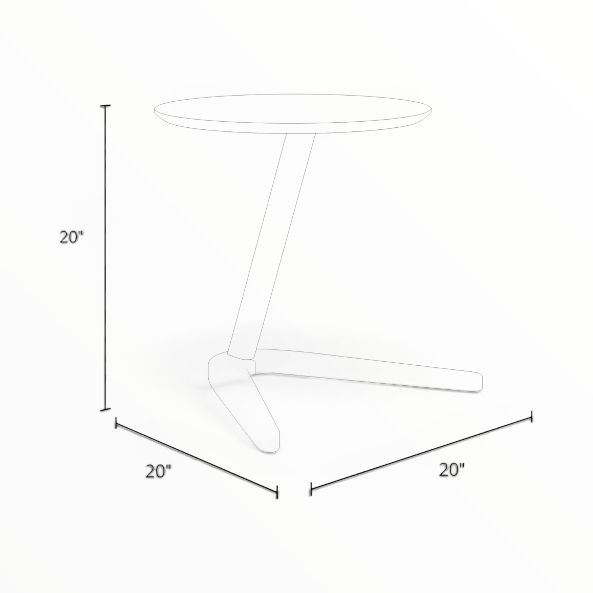 Kinetic side table dimensions — 20W x 20D x 20H inches