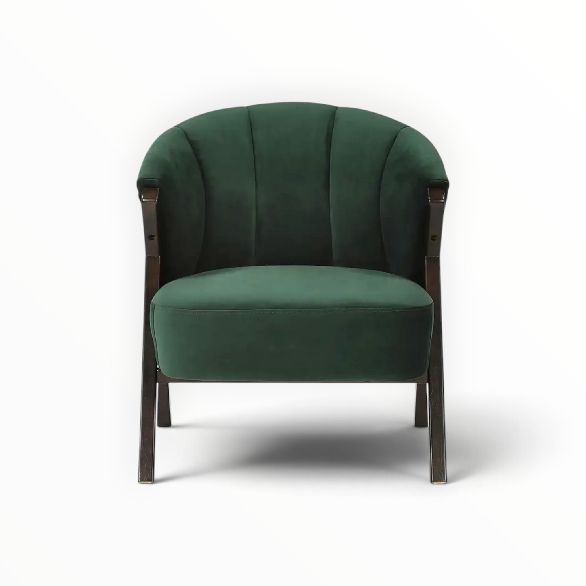 Mateo Barrel Back Accent Chair – Front View | Woodkraft Studio Hyderabad
