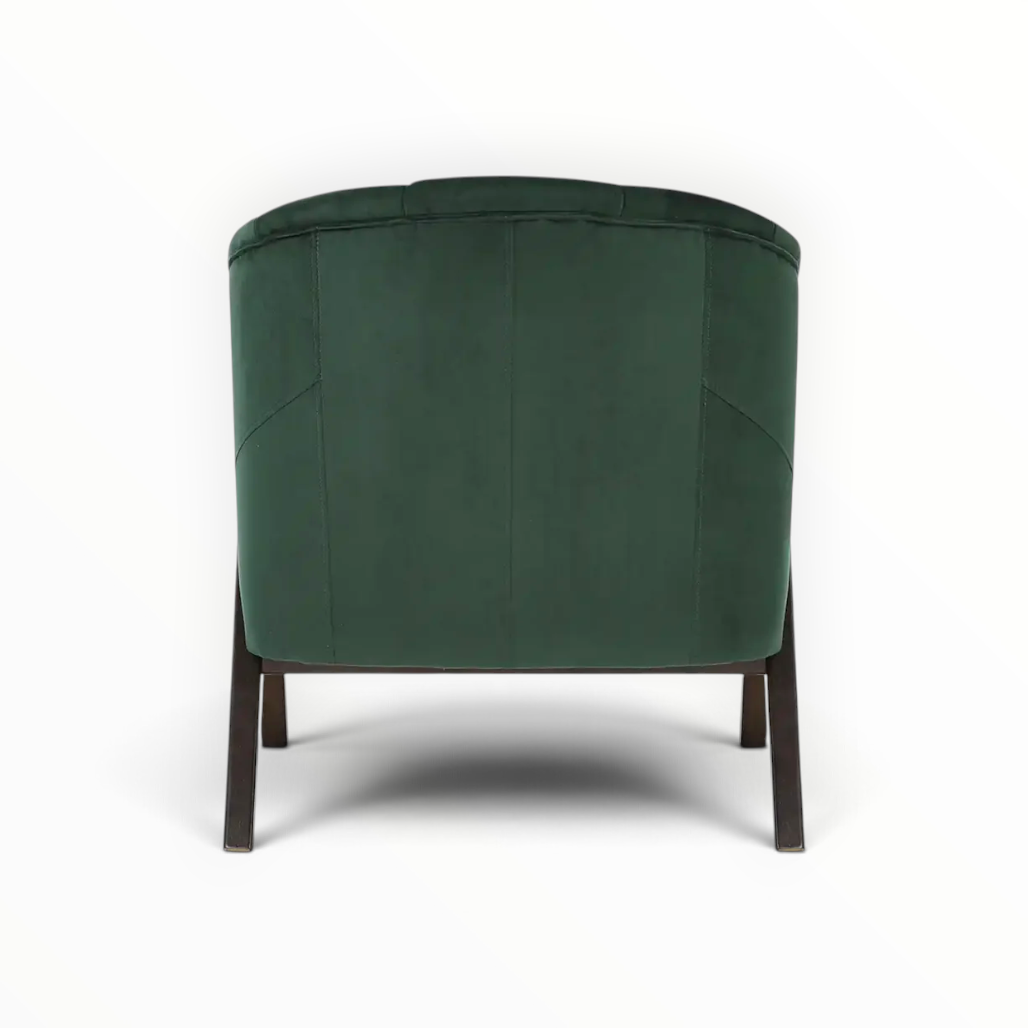 Mateo Barrel Chair – Rear View Showing Channel-Stitched Curved Backrest