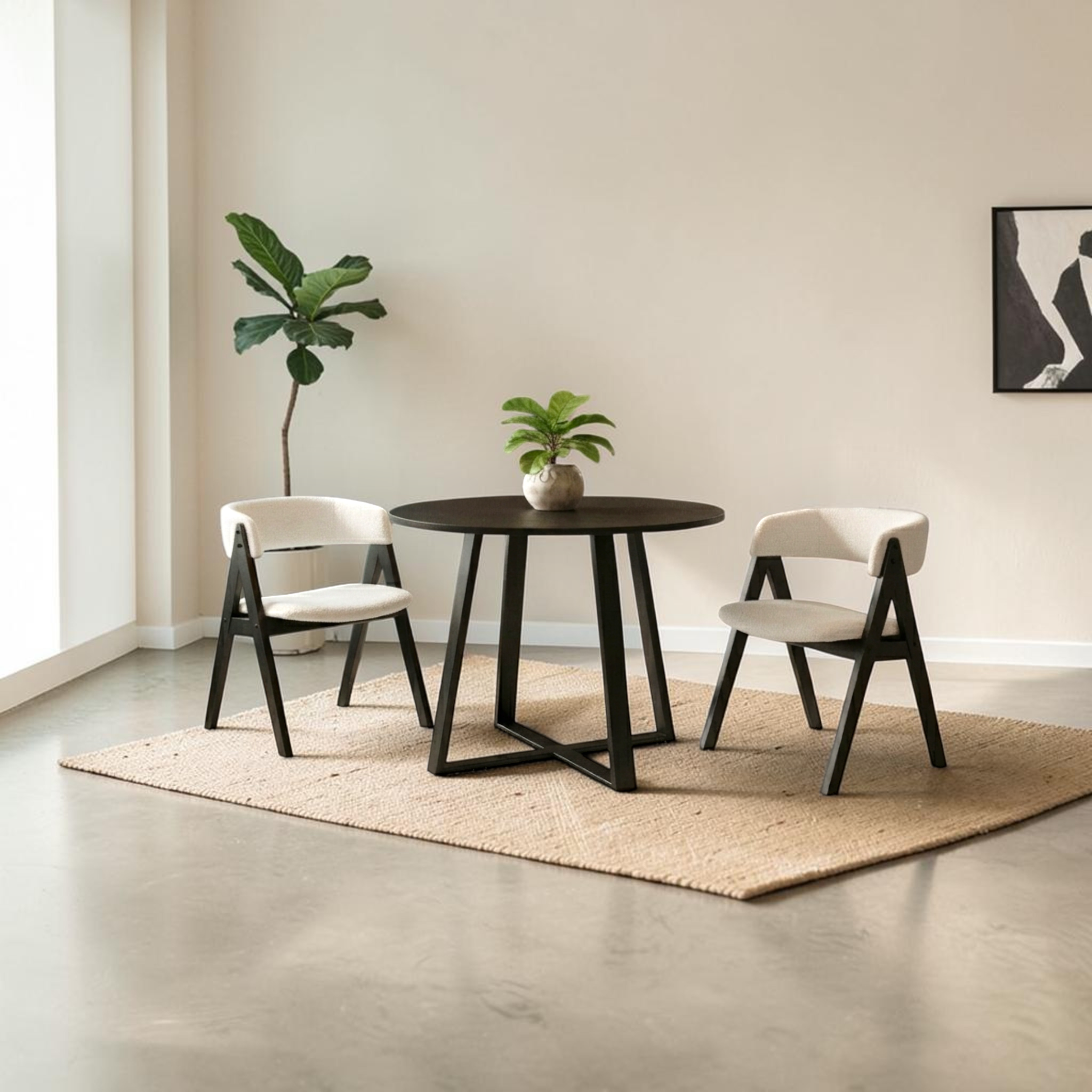 Nero 2-Seater Dining Set | Teakwood A-Frame | Small Space Dining