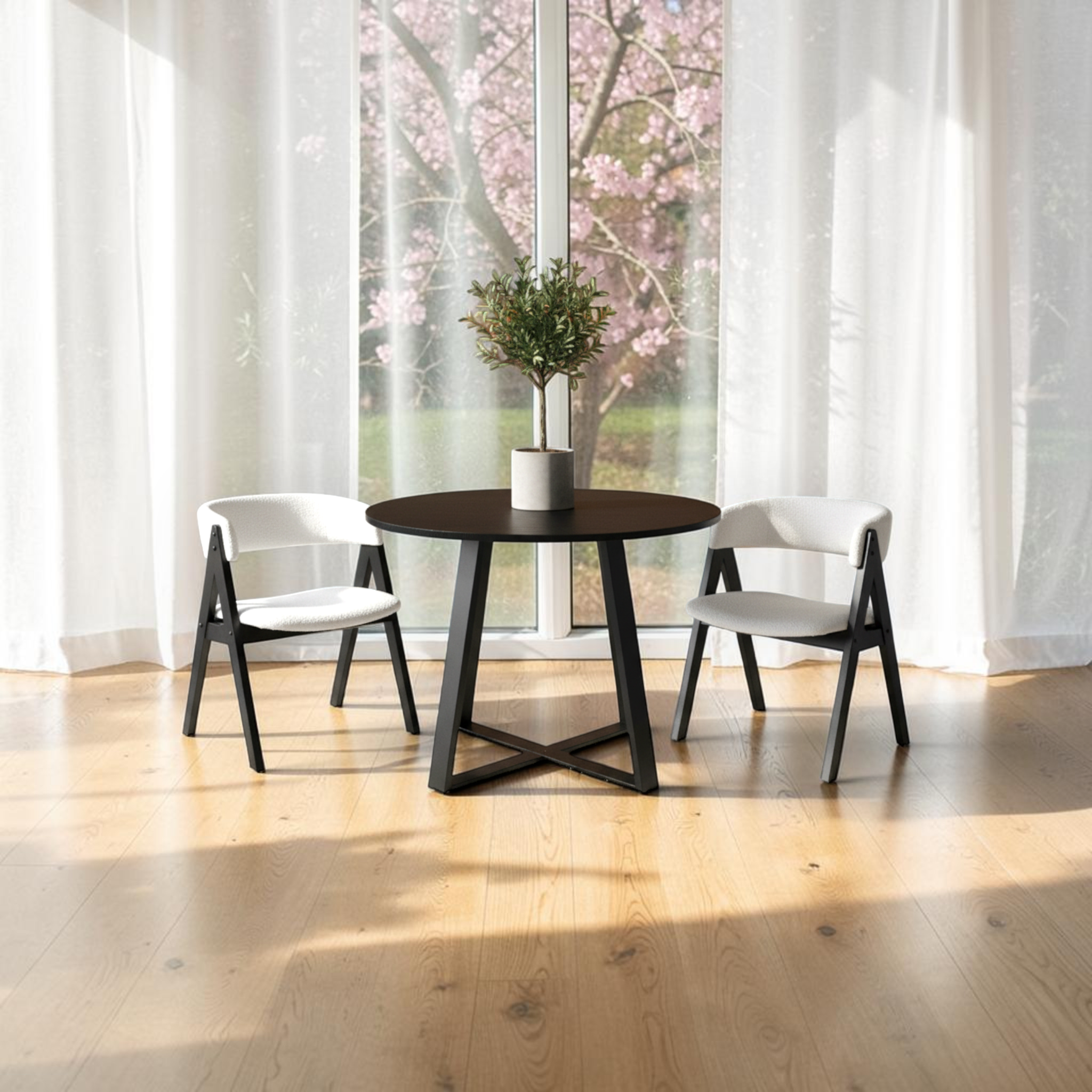 Nero 2-Seater Dining Set | Teakwood A-Frame | Small Space Dining