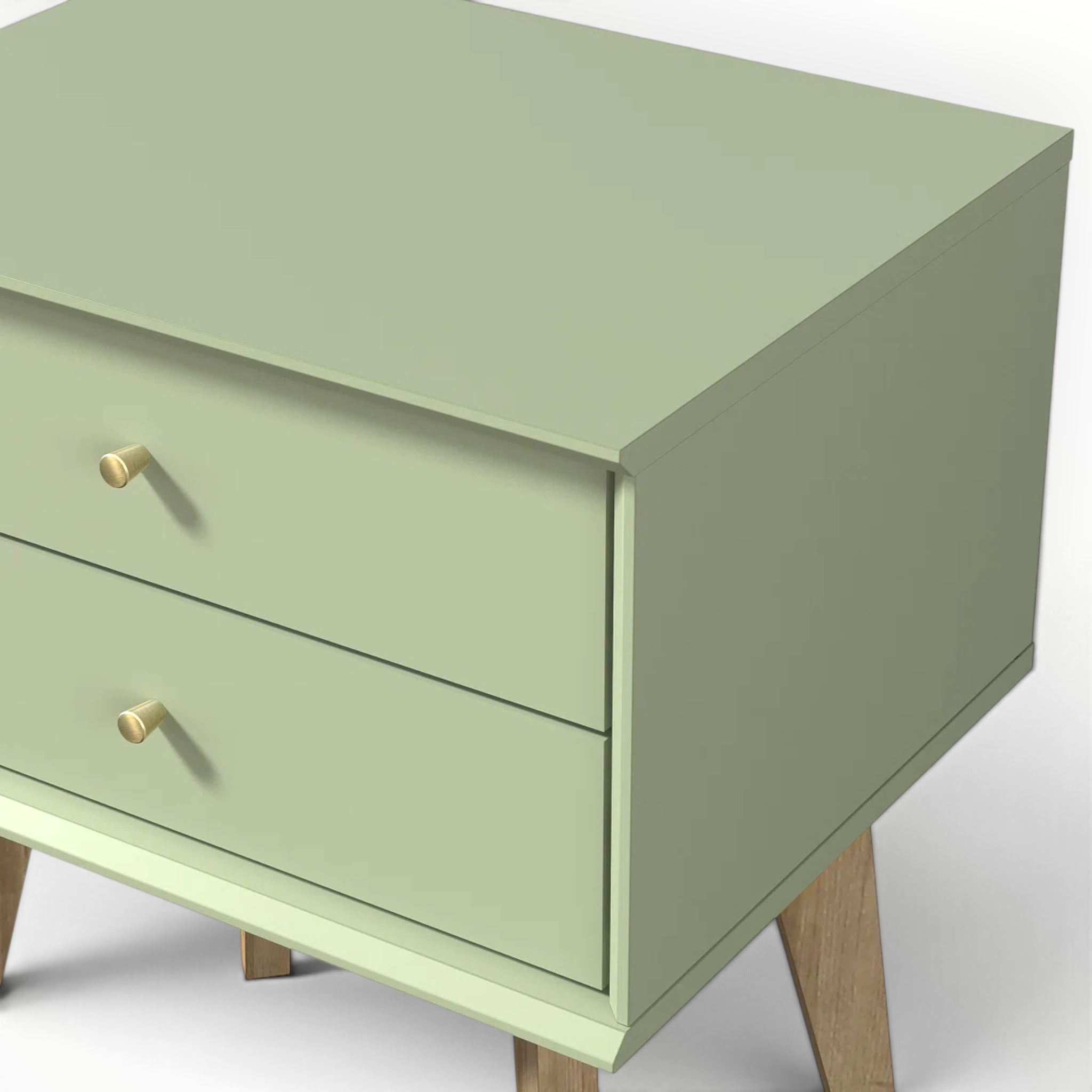 Retro Side Table – 3/4 Angle View Showing MDF Body and Splayed Teakwood Legs