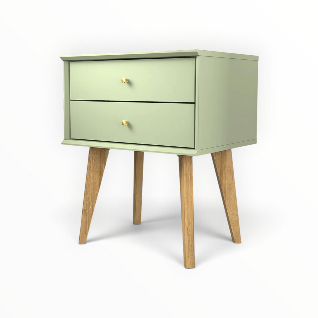 Retro Side Table – Side Profile View Showing Full Height and Leg Splay